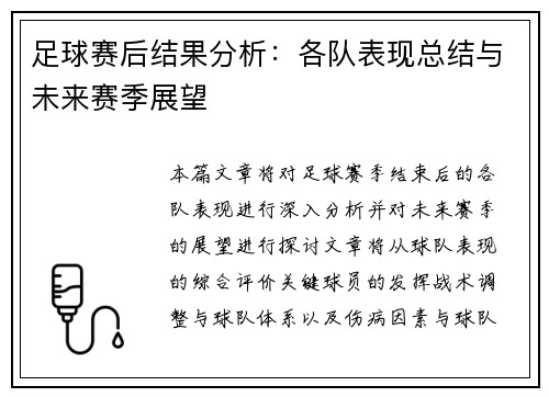 足球赛后结果分析：各队表现总结与未来赛季展望