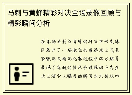 马刺与黄蜂精彩对决全场录像回顾与精彩瞬间分析